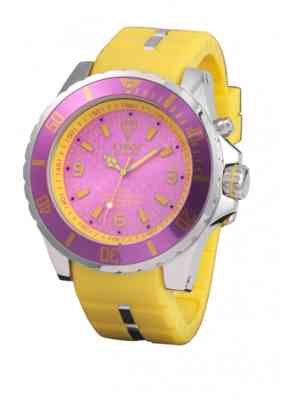 Желтые часы Kyboe с розовым циферблатом