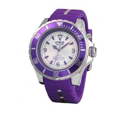 Фиолетовые часы с белым циферблатом и хромированным корпусом